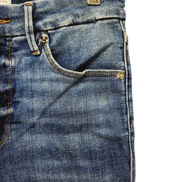 Good American Womens Distressed Skinny Jeans 4/27 Blue Denim - Picture 9 of 12